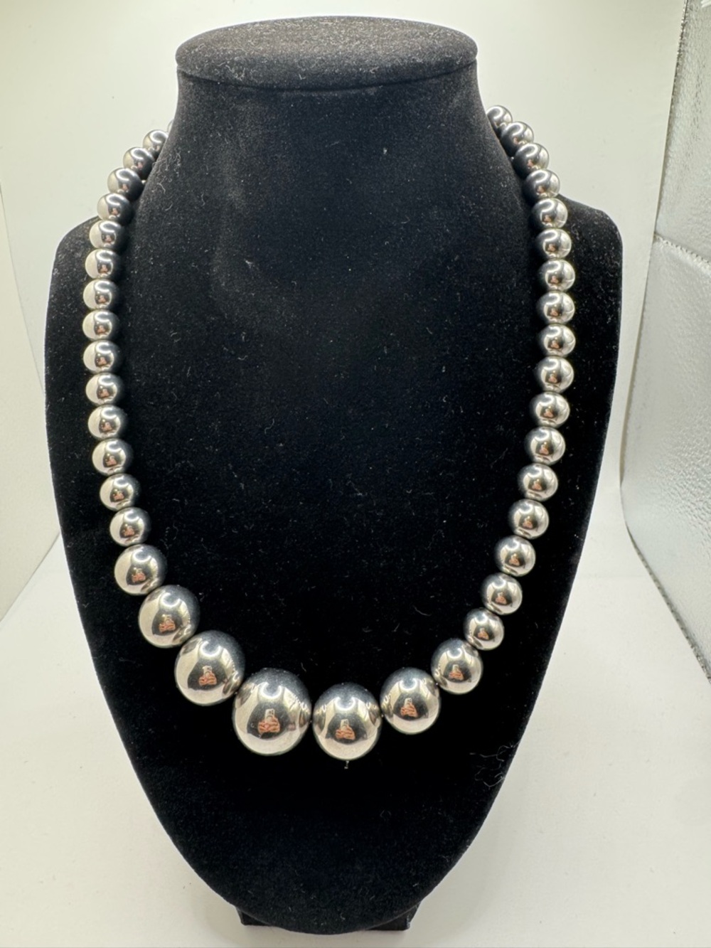 9QS Stainless Steed Silver Beaded Necklace